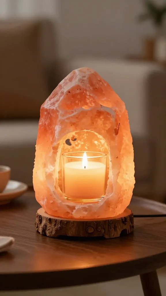 Stylish Candle Warmer Lamp: 5 Ideas for Any Room 4 Himalayan Salt Lamp Hybrid With Custom Wooden Base