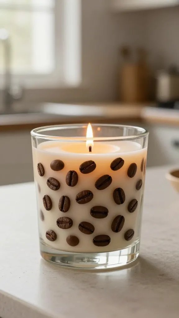 Coffee Bean Embedded Candles for Kitchen Counters