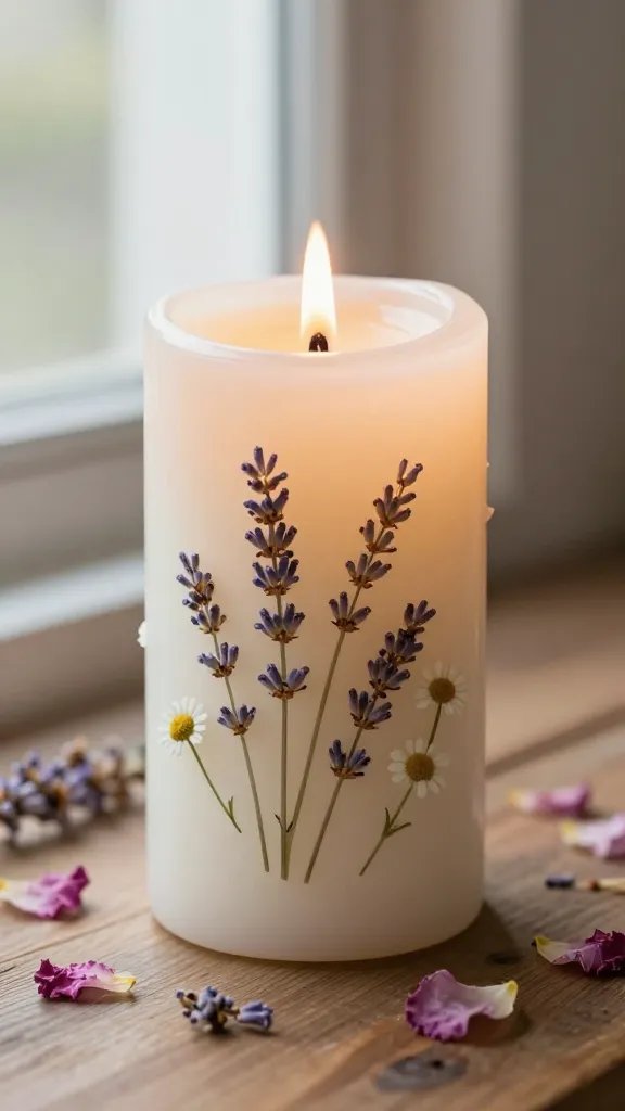 Pressed Flower Candles in Pillar Form