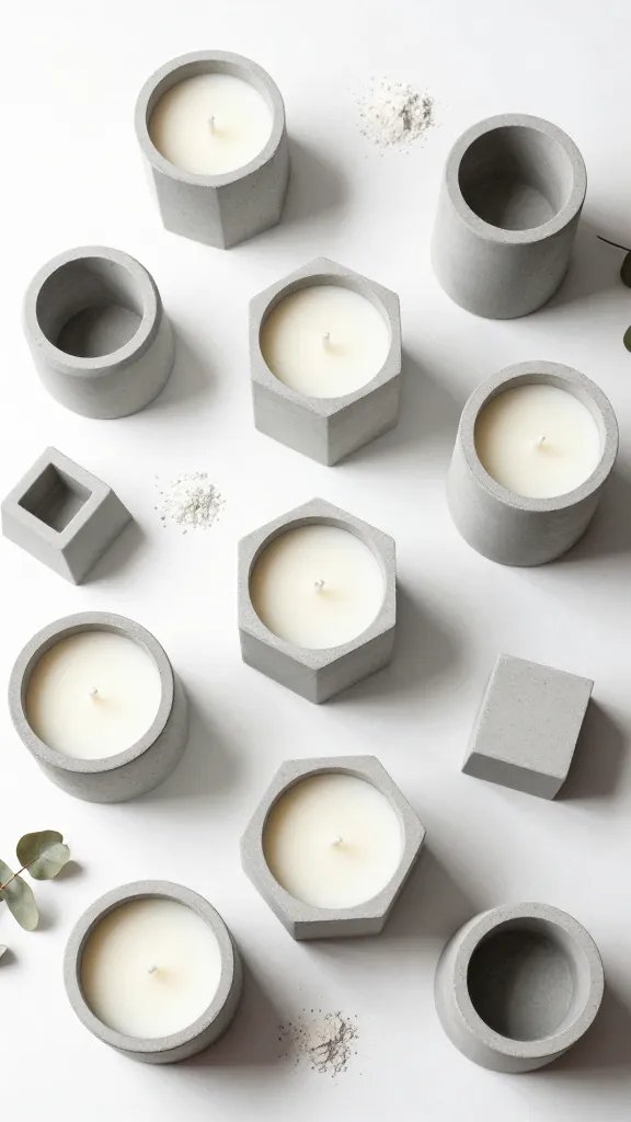 Geometric Concrete Candle Holders With Wax Inserts