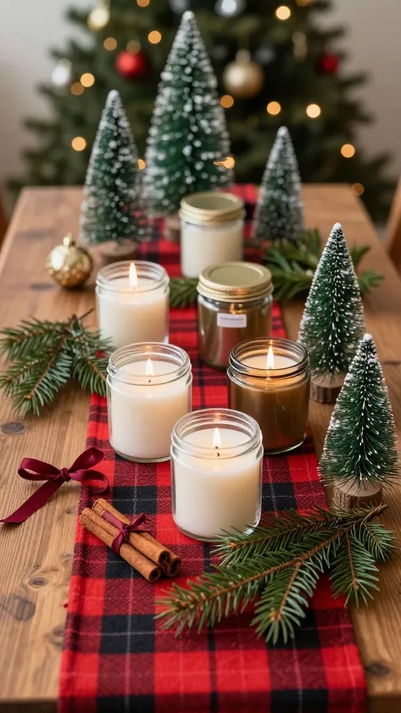 Seasonal Holiday Candle Bar With Festive Scents and Decorations