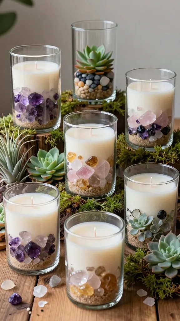 Terrarium Candle Bar With Crystals and Botanical Elements