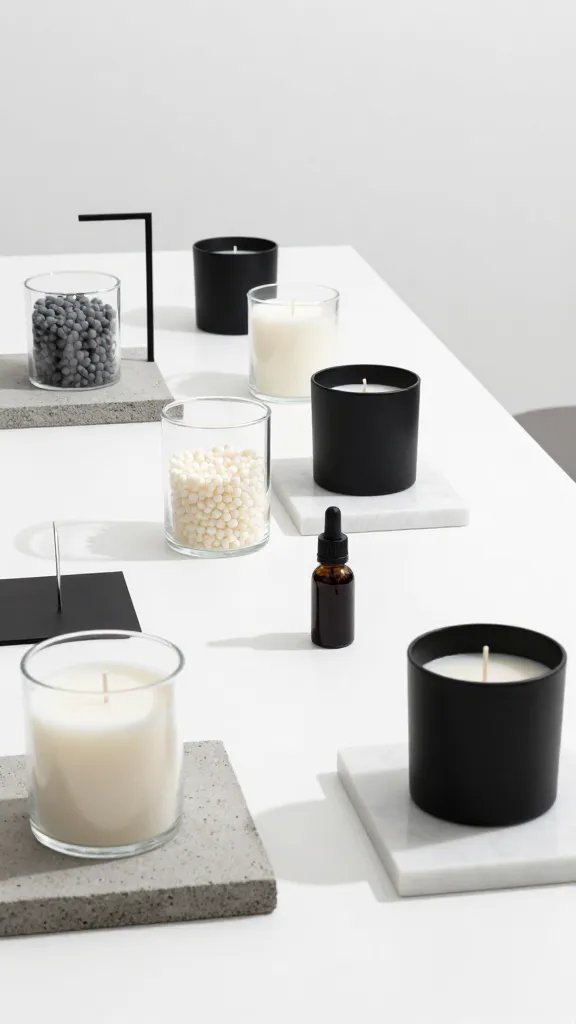 Modern Minimalist Candle Bar With Concrete and Monochrome Design