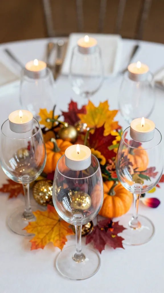 Wine Glass Candle Holders With Seasonal Fillers