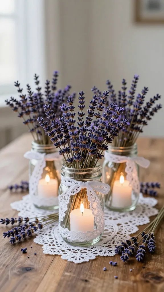 Lavender and Lace Mason Jar Candle Holders