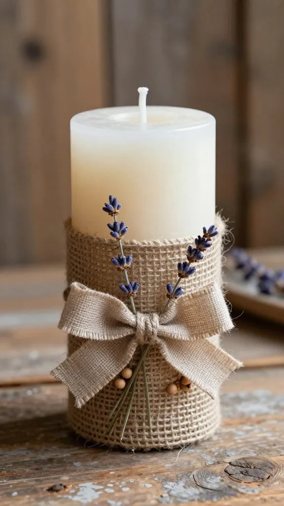 5 DIY Candle Pillars Ideas That Elevate Your Decor 4 Rustic Twine-Wrapped Candle Pillar With Burlap Accents
