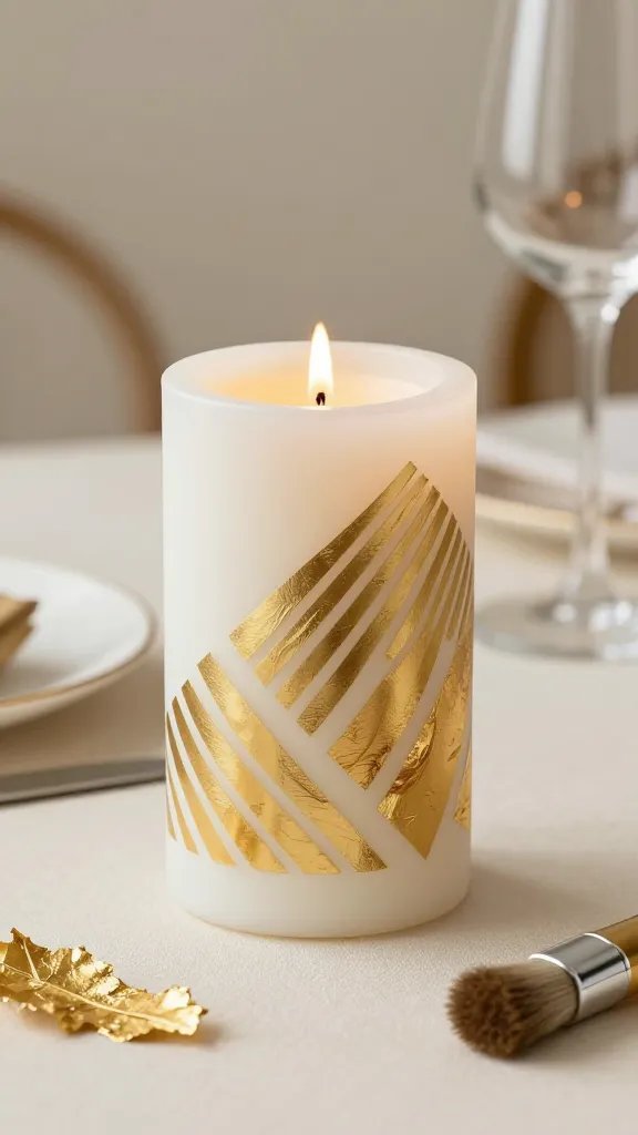 5 DIY Candle Pillars Ideas That Elevate Your Decor 5 Metallic Gold Leaf Candle Pillar With Geometric Patterns