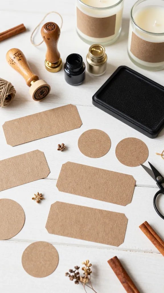 Are You Missing This Trick for Stunning DIY Candle Labels? 8 Kraft Paper Labels With Rubber Stamps