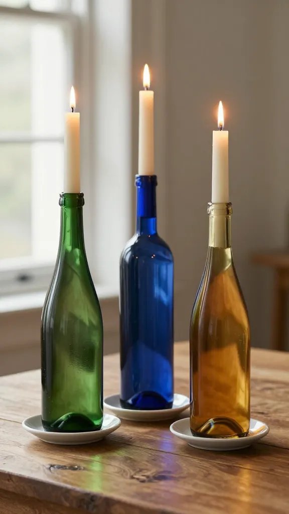 8 DIY Candle Sticks Ideas for a Cozy Glow 7 Upcycled Wine Bottle Candlesticks With Elegant Drip Trays
