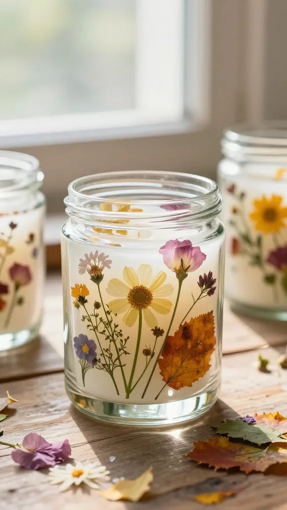 Creative DIY Candle Jar Ideas That Shine 3 Pressed Flower Memory Keeper With Mod Podge Seal