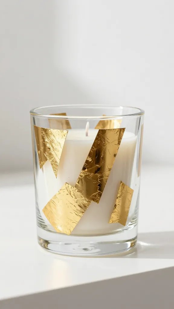 Creative DIY Candle Jar Ideas That Shine 4 Geometric Gold Leaf Accent Jar For Modern Glam