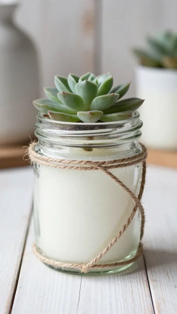 Creative DIY Candle Jar Ideas That Shine 5 Rustic Twine-Wrapped Farmhouse Planter