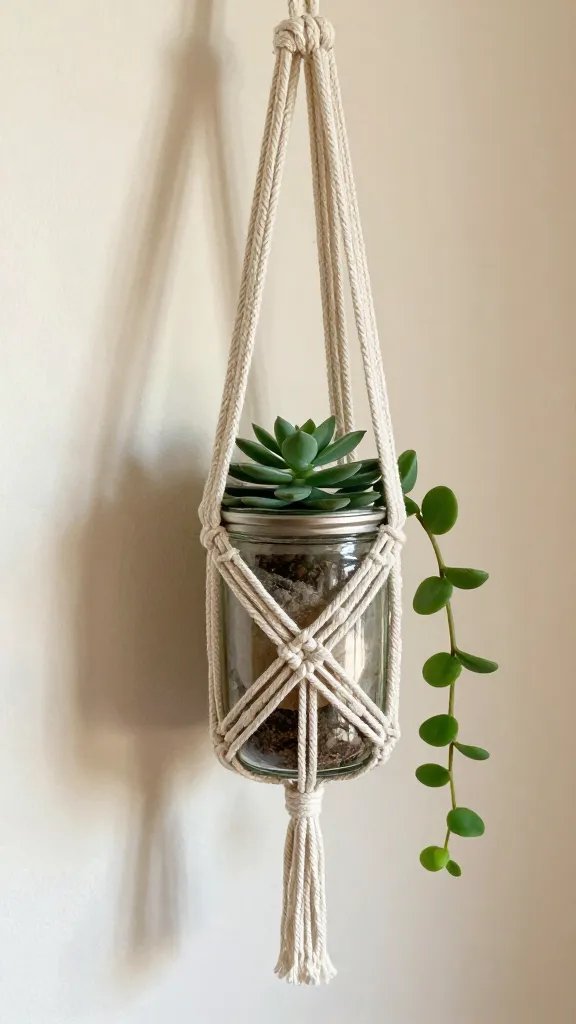 Creative DIY Candle Jar Ideas That Shine 8 Boho Macramé Hanging Planter Jar