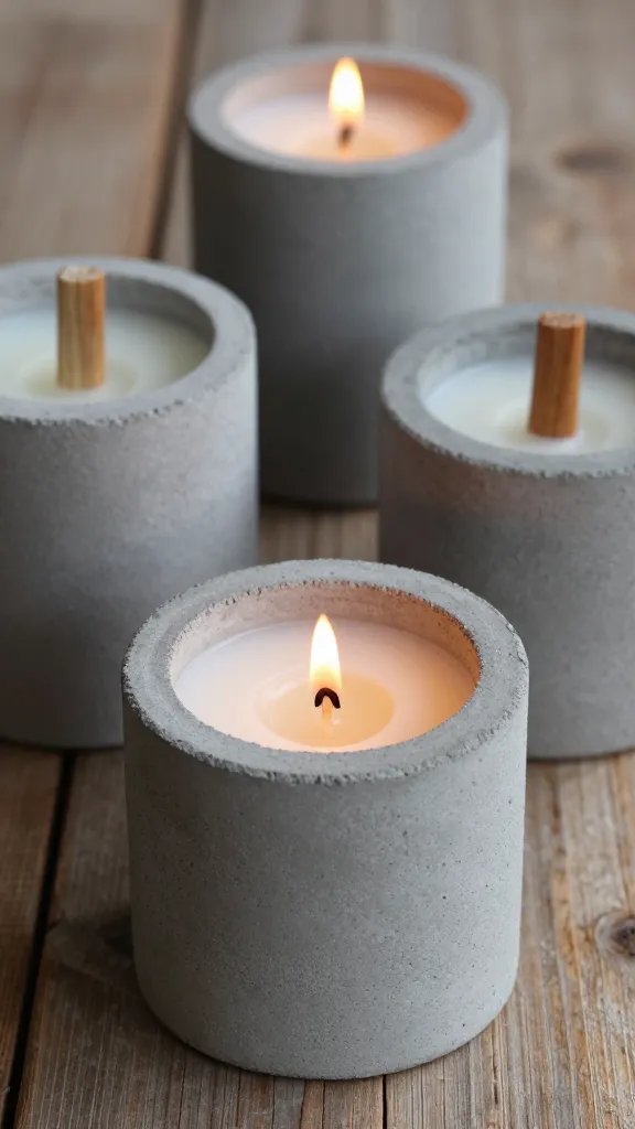 Candle Making for Beginners: 5 Easy DIY Ideas 6 Rustic Wood Wick Candles in Concrete Vessels
