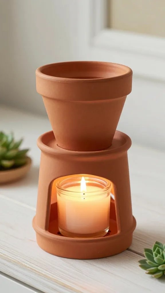 DIY Candle Warmer: 8 Ideas That Feel Warm & Aesthetic 3 Terracotta Pot and Plant Saucer Warmer With Tea Light Base