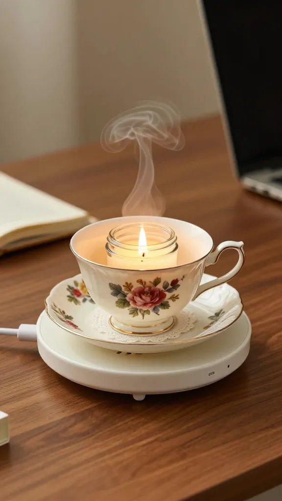 DIY Candle Warmer: 8 Ideas That Feel Warm & Aesthetic 4 Vintage Mug Warmer Using USB-Powered Heating Pad