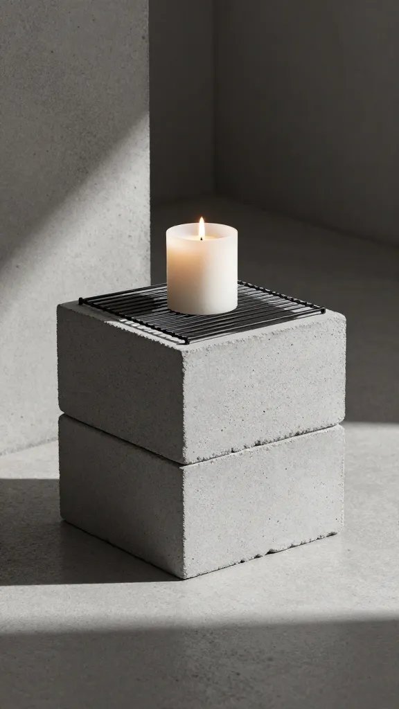 DIY Candle Warmer: 8 Ideas That Feel Warm & Aesthetic 7 Stacked Concrete Block and Metal Grate Industrial Warmer