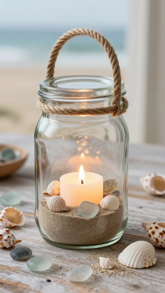 DIY Candle Warmer: 8 Ideas That Feel Warm & Aesthetic 10 Mason Jar Lantern Candle Warmer With Sand and Shells