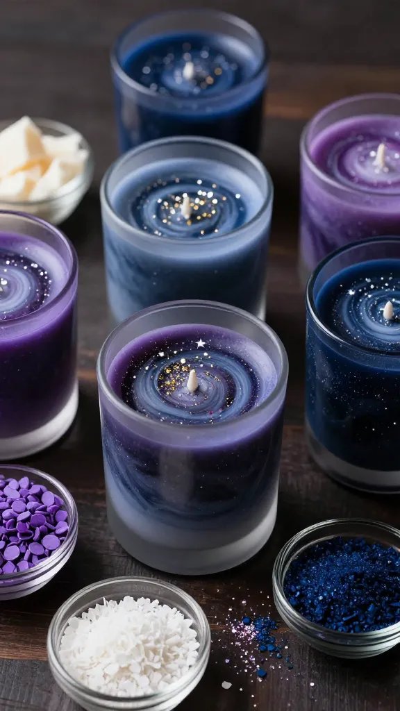 Creative DIY Candle Making Kit Ideas to Try 7 Galaxy-Themed Glitter Candle Kit With Shimmer And Swirls