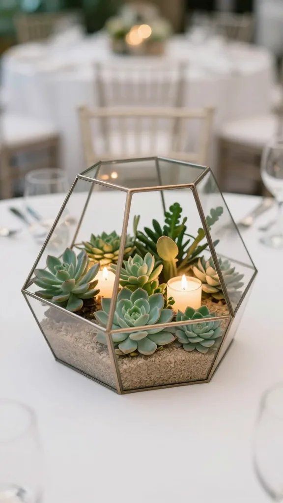 6 Candle Wedding Centerpiece Ideas That Shine 8 Geometric Terrarium Candle Gardens With Succulents