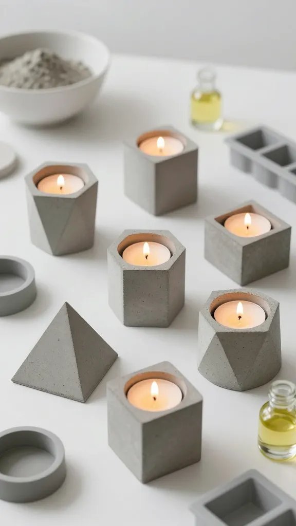 What Makes These DIY Candle Holders So Irresistibly Beautiful? 4 Geometric Concrete Candle Vessels