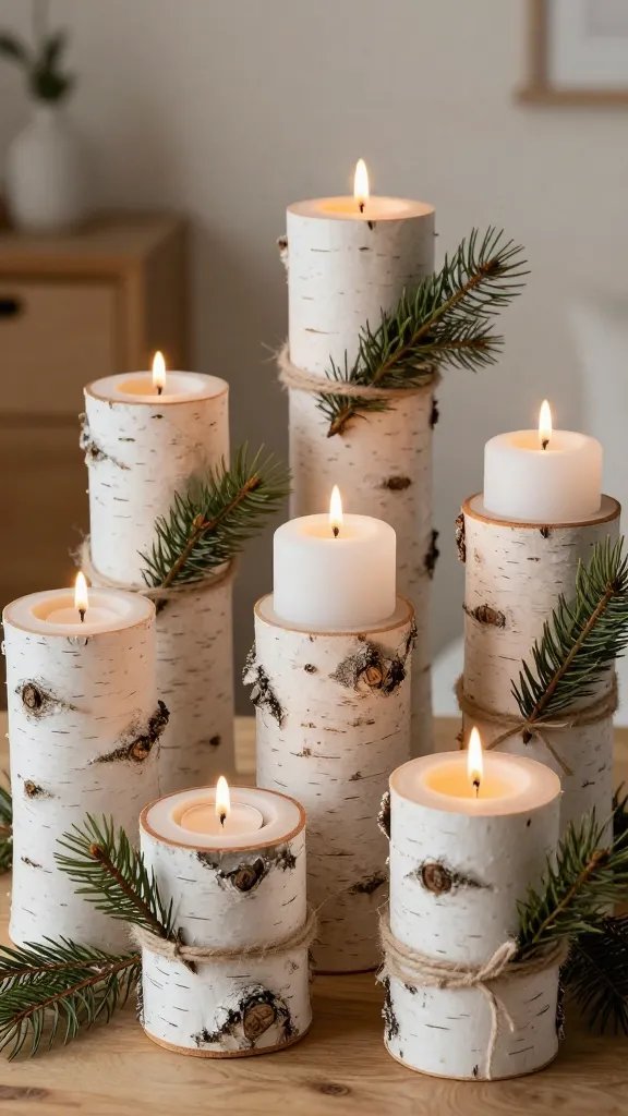 What Makes These DIY Candle Holders So Irresistibly Beautiful? 5 Birch Log Rustic Candle Holders