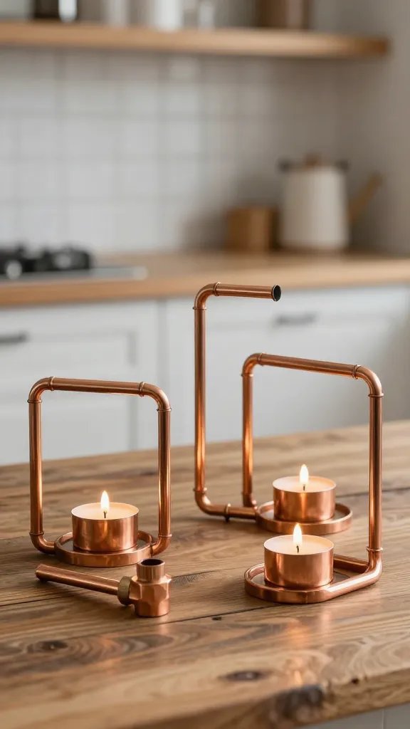What Makes These DIY Candle Holders So Irresistibly Beautiful? 7 Copper Pipe Modern Industrial Holders