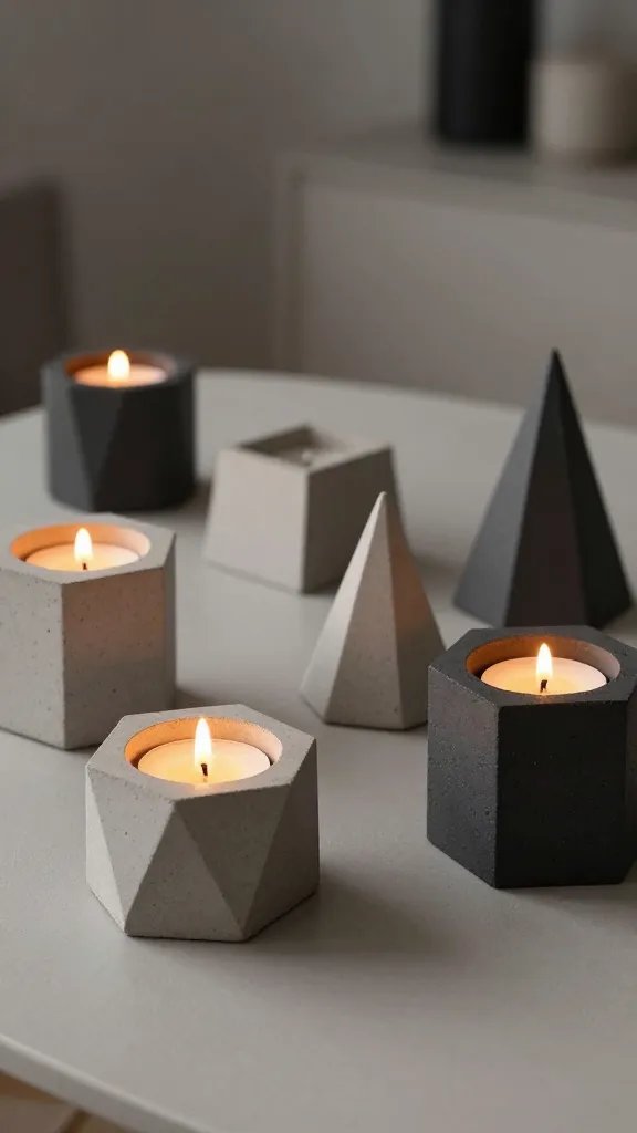 8 Candle Art Ideas to Elevate Your Home Decor 6 Geometric Concrete Candle Holders With Modern Edge