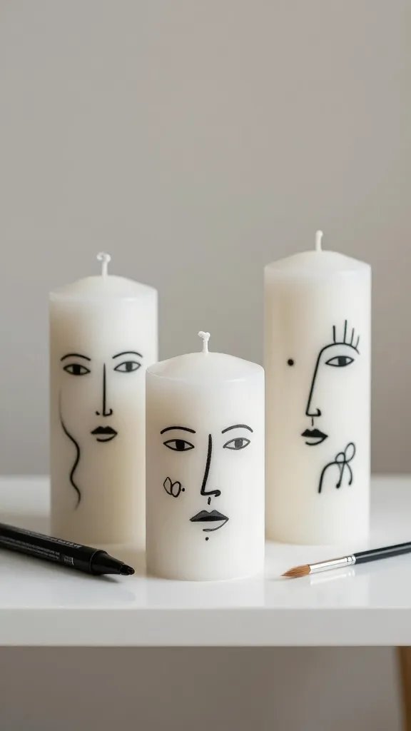 Candle Painting Ideas That Add Instant Charm 5 Abstract Line Art Modern Candles