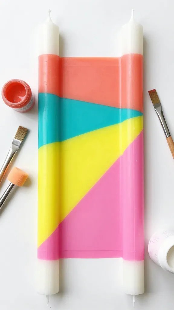 Candle Painting Ideas That Add Instant Charm 7 Color-Blocked Geometric Candles