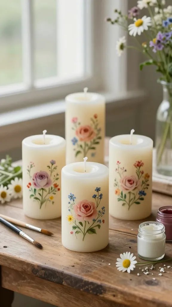 Candle Painting Ideas That Add Instant Charm 9 Vintage-Inspired Floral Pattern Candles