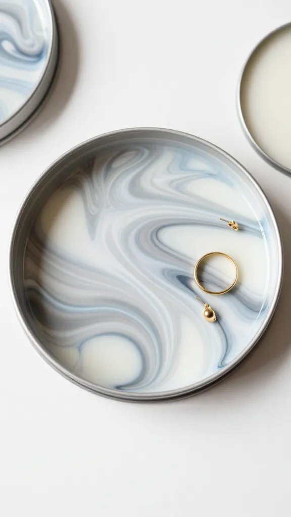 Candle Jar Ideas for a Cozy Home Glow 8 Marbled Catch-All Tray Using The Jar Lid