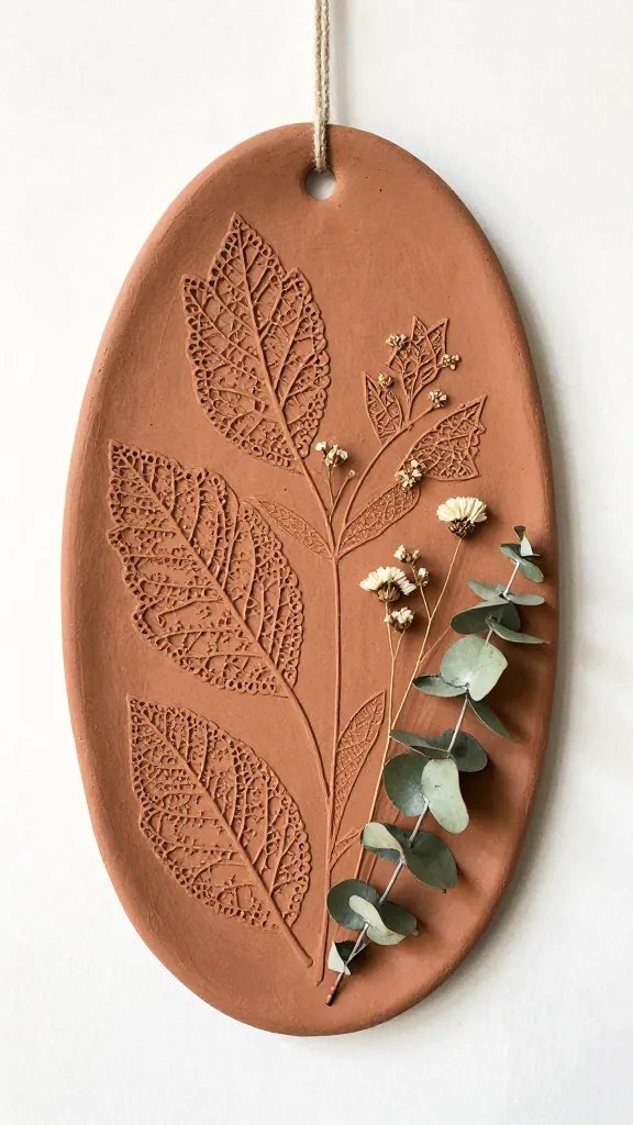 DIY Clay Ideas That Are Simple & Stylish 4 Textured Clay Wall Hanging With Dried Flowers
