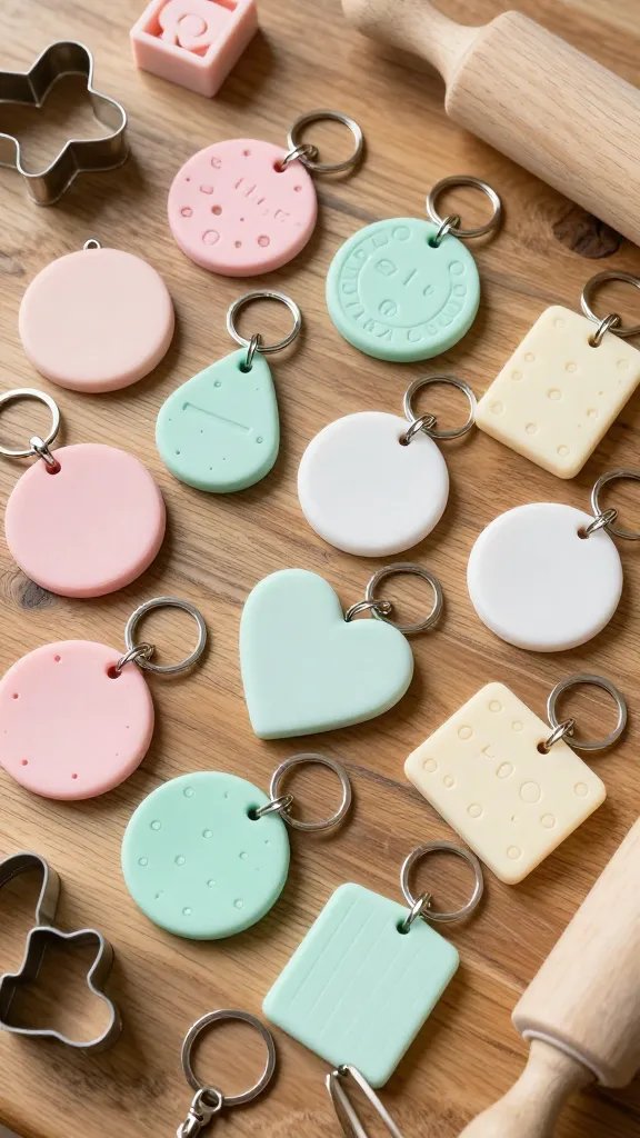 DIY Clay Ideas That Are Simple & Stylish 6 Personalized Clay Keychains With Stamped Initials