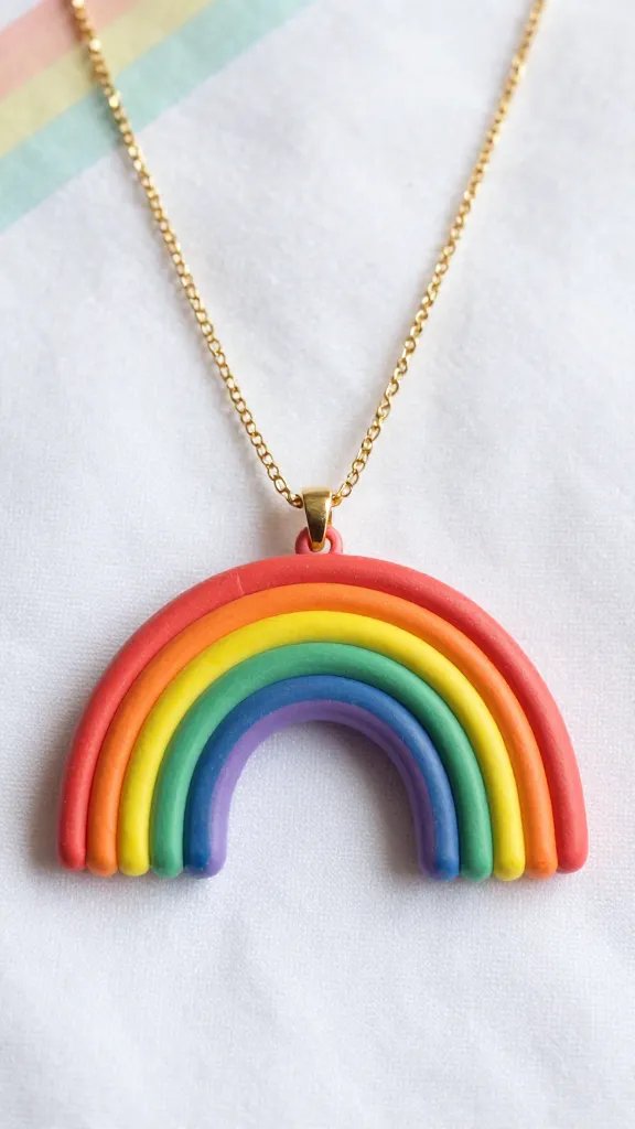 DIY Clay Necklace Ideas: 14 Stylish Designs to Try 9 Rainbow Arc Statement Necklace