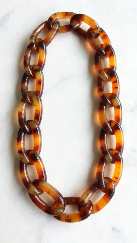 DIY Clay Necklace Ideas: 14 Stylish Designs to Try 11 Chunky Tortoiseshell Chain Link Necklace