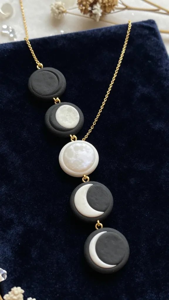 DIY Clay Necklace Ideas: 14 Stylish Designs to Try 12 Moon Phase Cosmic Necklace