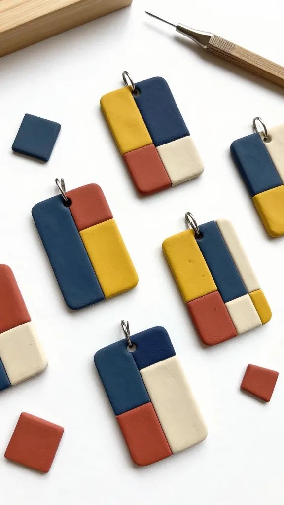 DIY Clay Necklace Ideas: 14 Stylish Designs to Try 13 Abstract Color Block Pendant