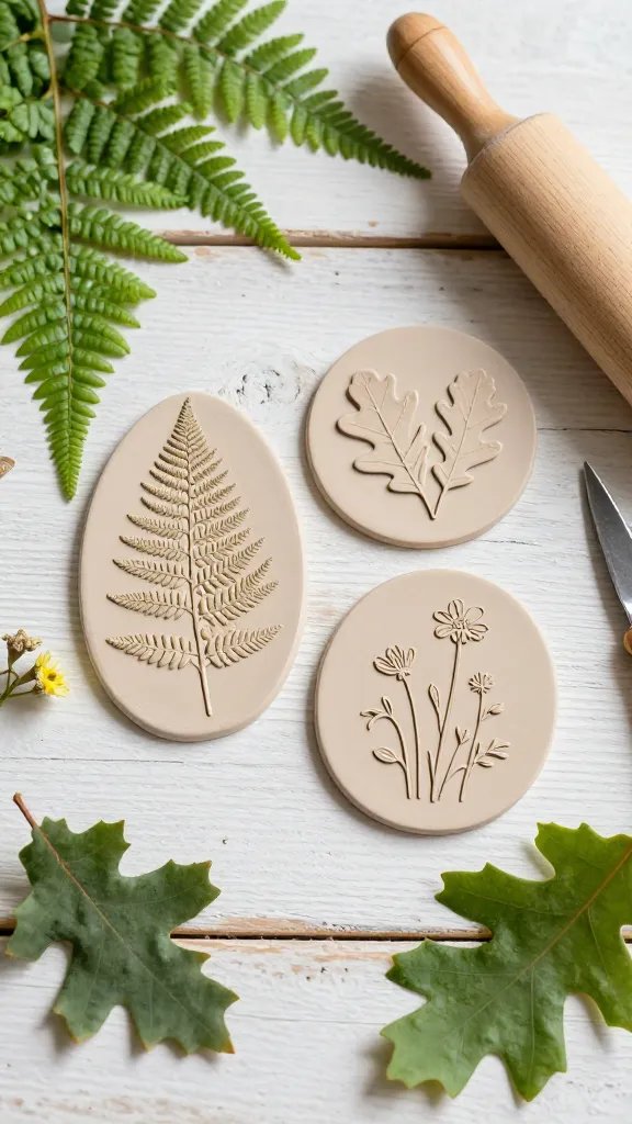 Nature-Inspired Leaf and Botanical Clay Stamps