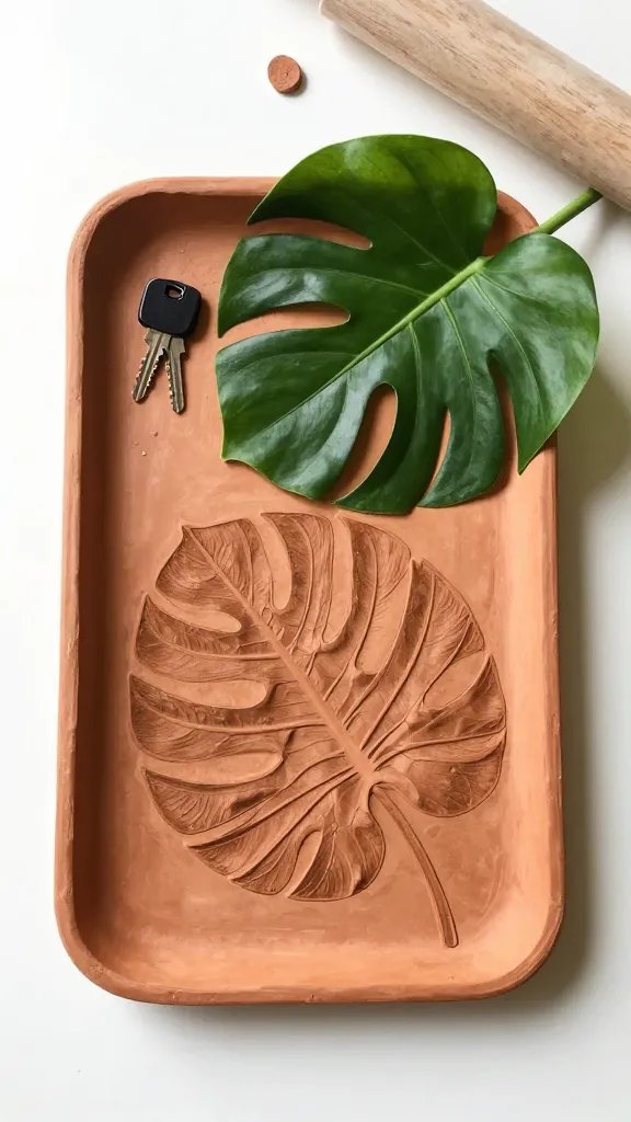 Textured Monstera Leaf Catchall Tray