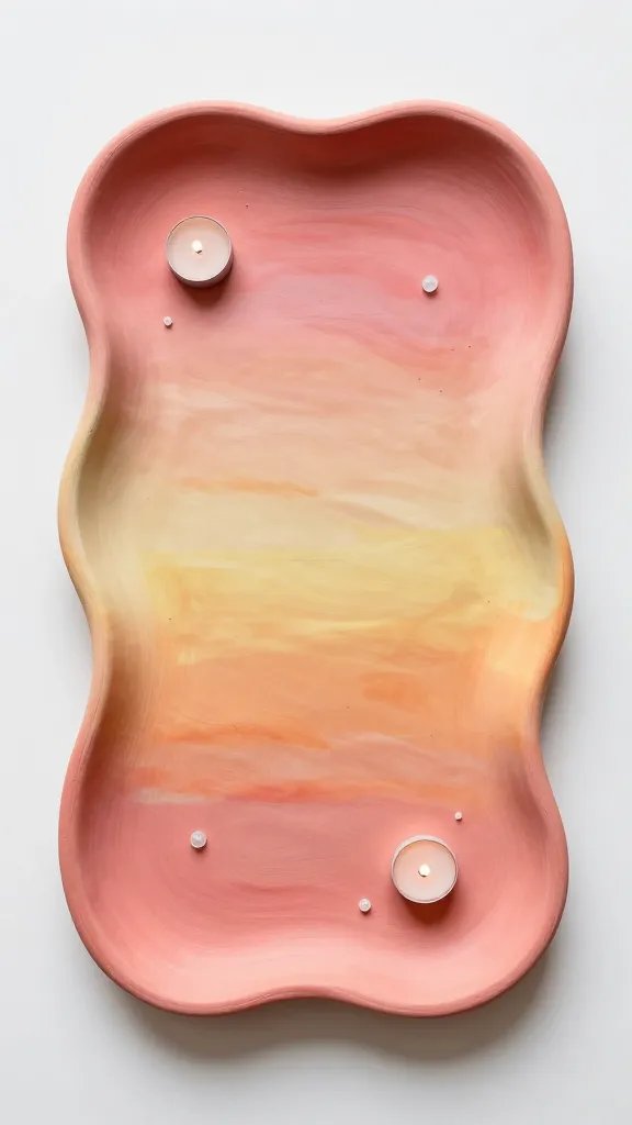 DIY Clay Tray: 11 Ideas You'll Actually Want to Make 12 Ombre Sunset Clay Tray With Wave Edge Detail