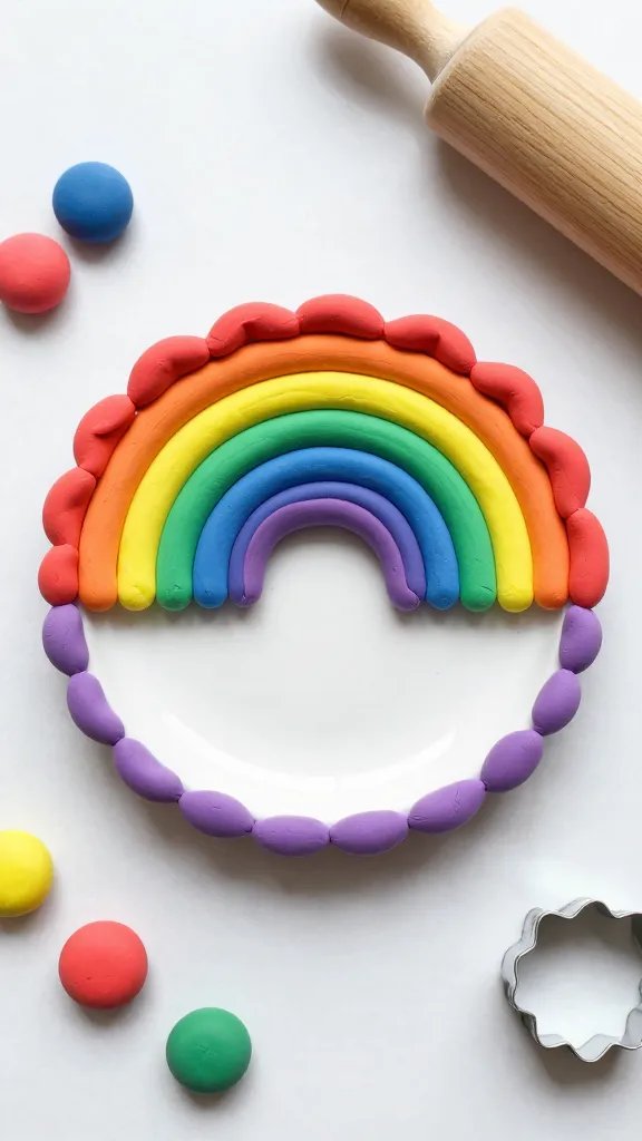 DIY Clay Jewelry Dish: 13 Ideas That Look So Chic 11 Rainbow Ombré Clay Dish With Scalloped Edges