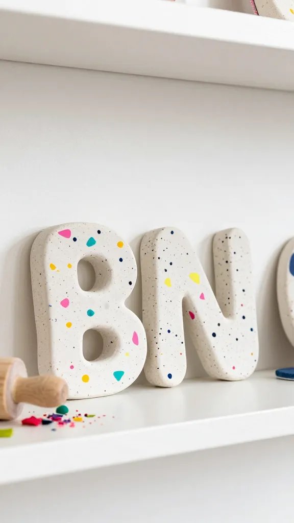 Terrazzo-Style Speckled Clay Letters For Trendy Shelf Decor