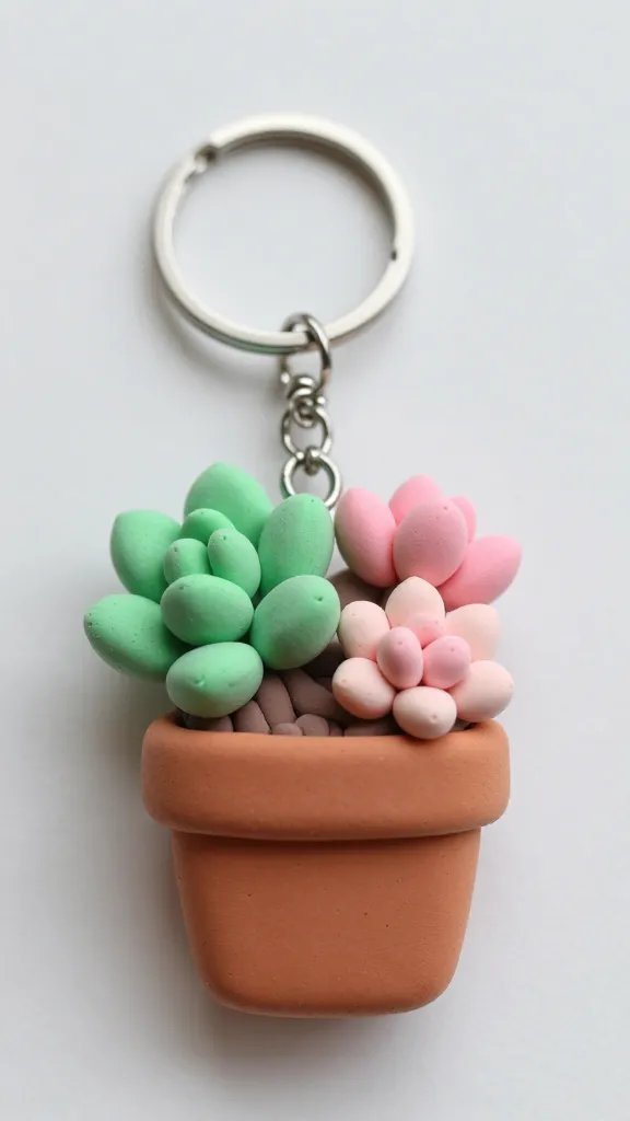 DIY Clay Keychain Ideas: 6 Cute Designs to Try 3 Mini Succulent Garden Keychain
