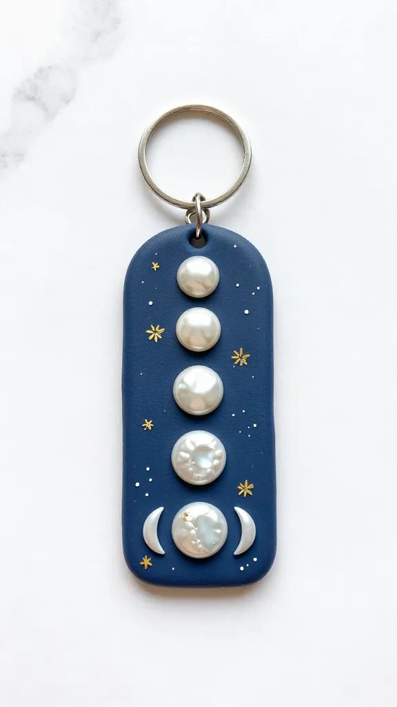 DIY Clay Keychain Ideas: 6 Cute Designs to Try 4 Celestial Moon Phase Keychain