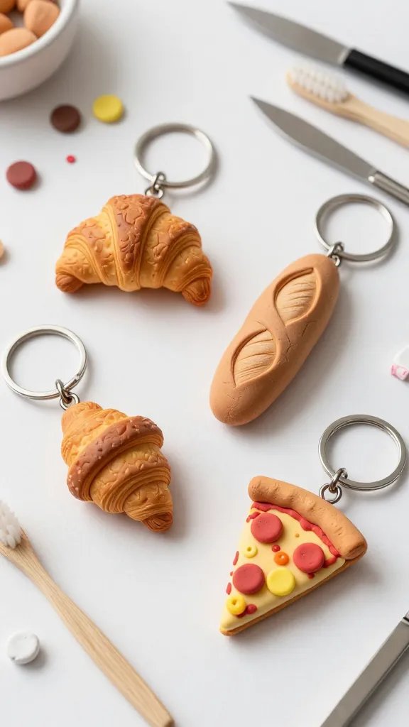 DIY Clay Keychain Ideas: 6 Cute Designs to Try 5 Miniature Food Keychain Collection