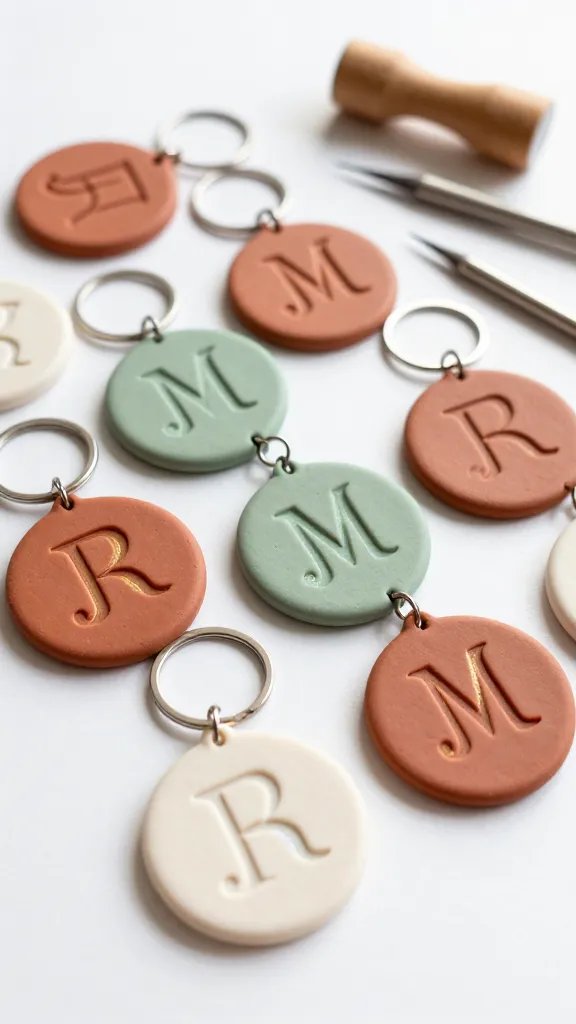 DIY Clay Keychain Ideas: 6 Cute Designs to Try 7 Embossed Initial Monogram Keychain
