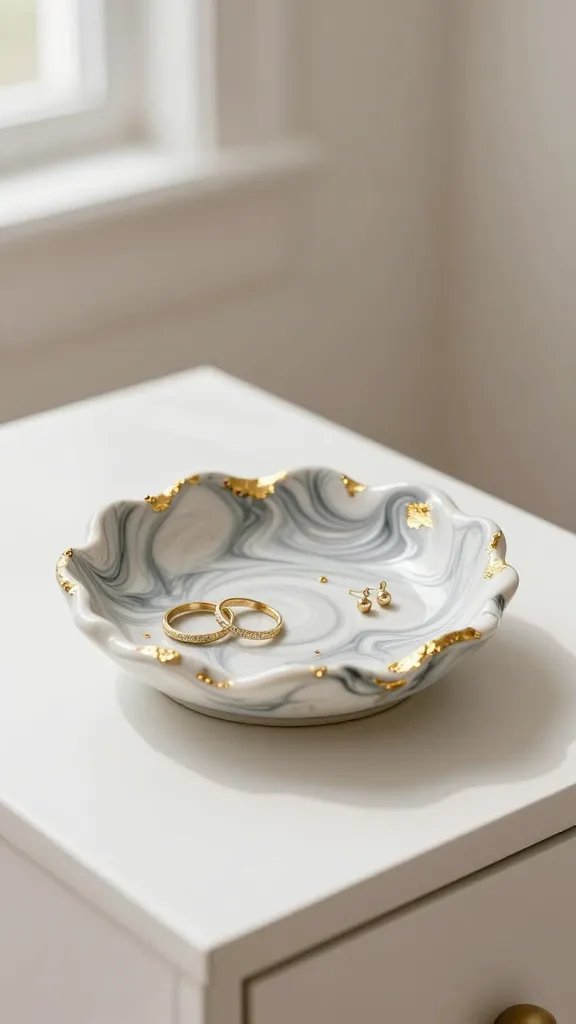 Marbled Gold Leaf Jewelry Dish