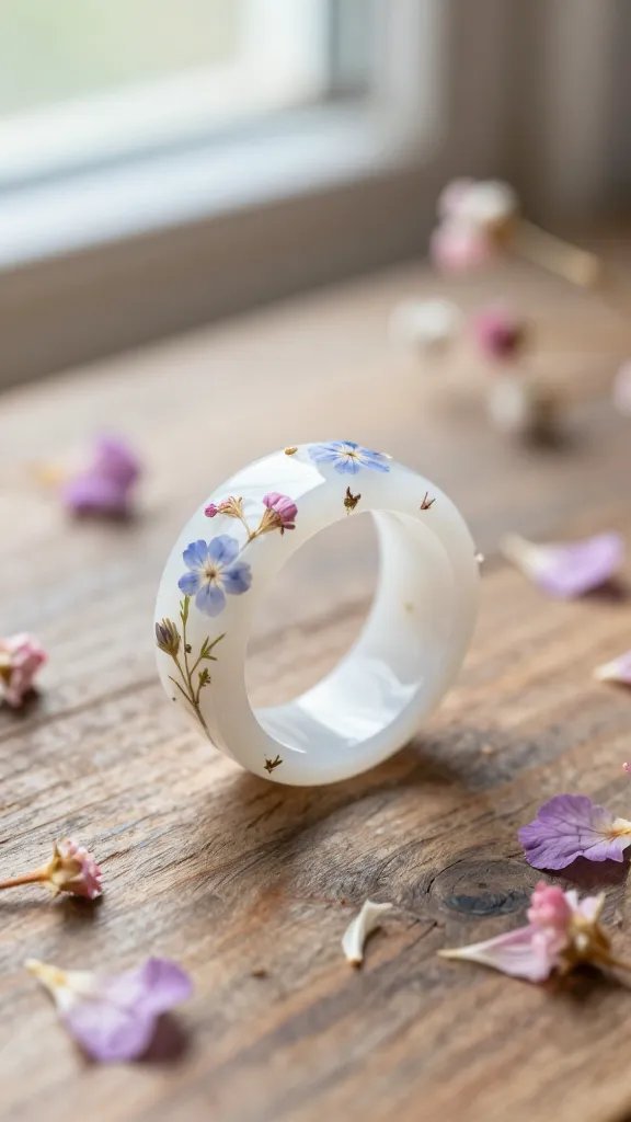 DIY Clay Rings: 9 Ideas for a Unique Look 4 Pressed Flower Garden Ring