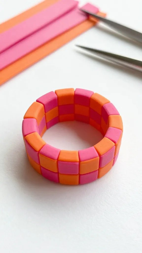 DIY Clay Rings: 9 Ideas for a Unique Look 7 Colorful Checkerboard Pattern Ring